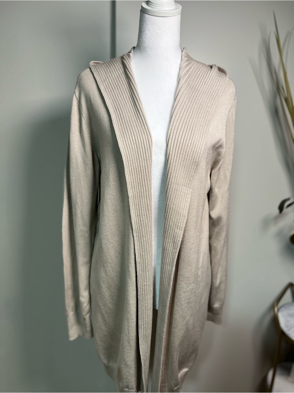 Hayden Cream Open-Front Hooded Cardigan